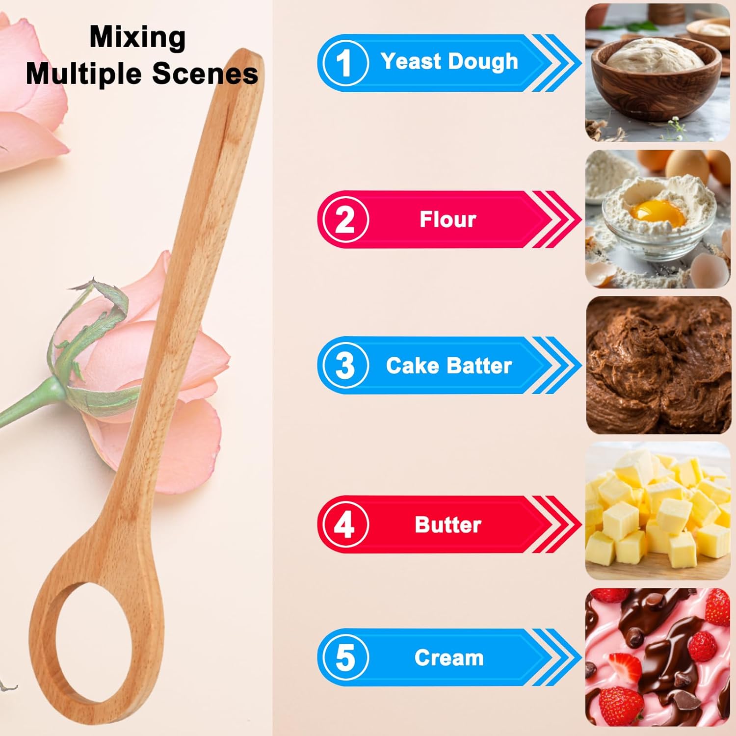 12 Inch Wooden Danish Dough Whisk Sourdough Baking Whisk Dough Mixing Tool for Pastries, Egg, Pizza