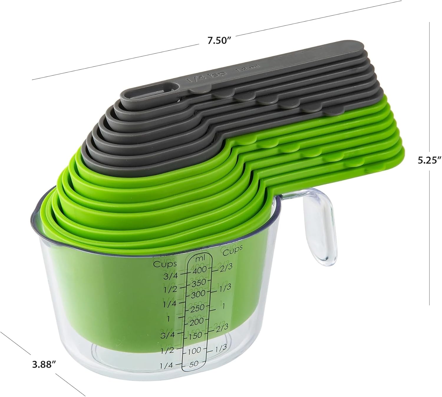 15-Piece Magnetic Measuring Set with Measuring Cup, Multi-Size Spoons & Cups for Baking & Cooking