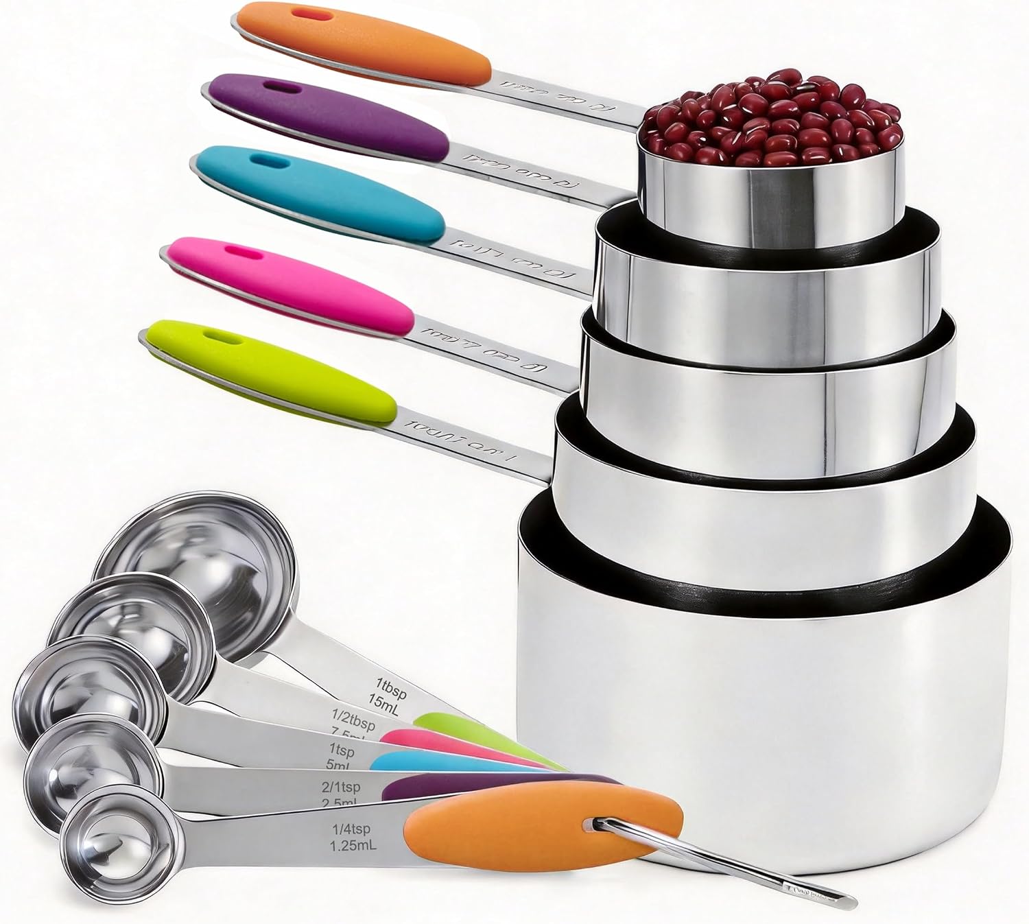 15-Piece Magnetic Measuring Set with Measuring Cup, Multi-Size Spoons & Cups for Baking & Cooking