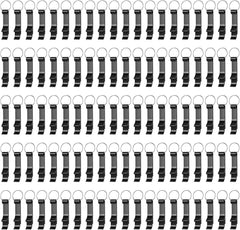 100 Pack Black Metal Bottle Opener Keychains, Tiny Beverage Opener Party Favor (Black, 100Pcs)