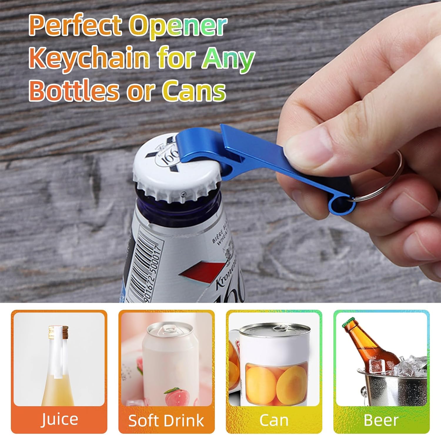 100 Pack Black Metal Bottle Opener Keychains, Tiny Beverage Opener Party Favor (Black, 100Pcs)