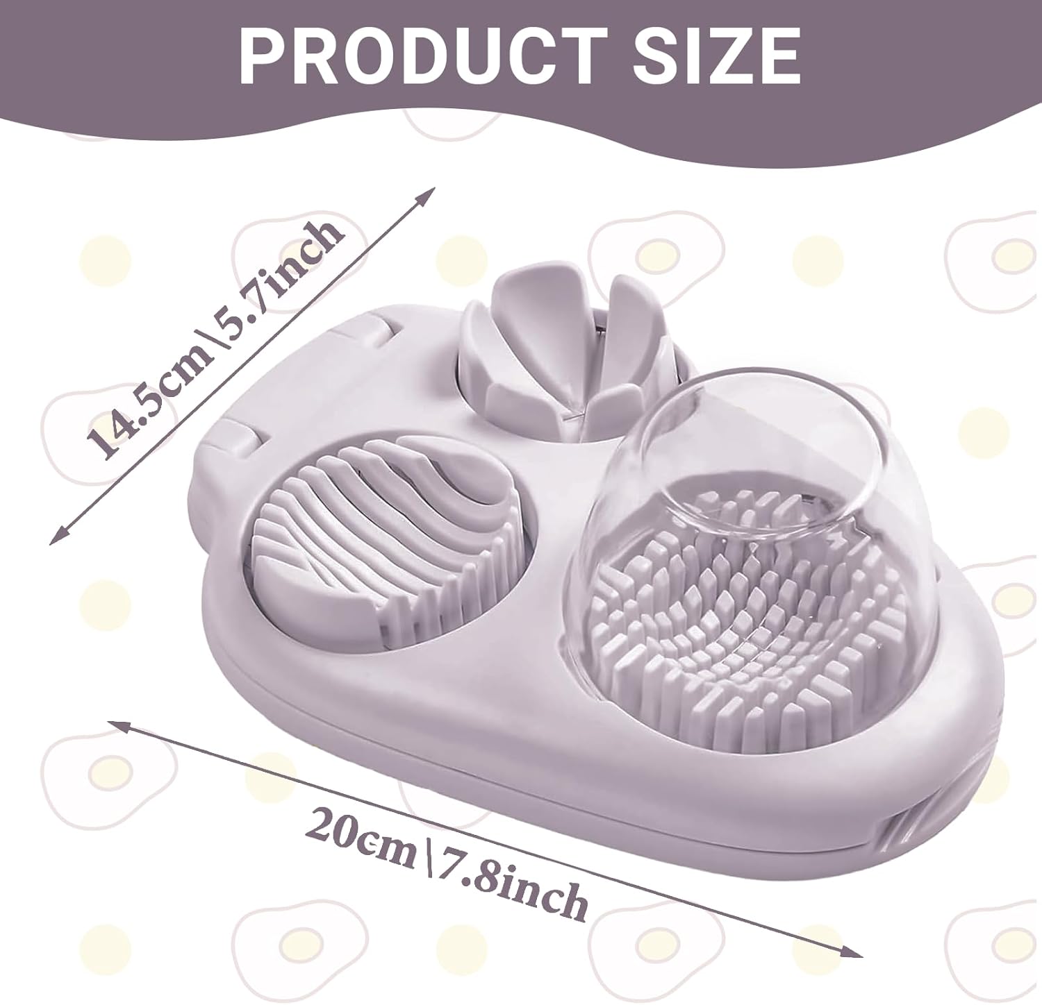 1 Pcs Heavy Duty Egg Slicer with 3 Cutting Modes, Stainless Steel Egg Cutter for Hard Boiled Eggs, Strawberry, Grape, Mushroom, Kitchen Dicer Tool, Send Goods From Local Warehouse