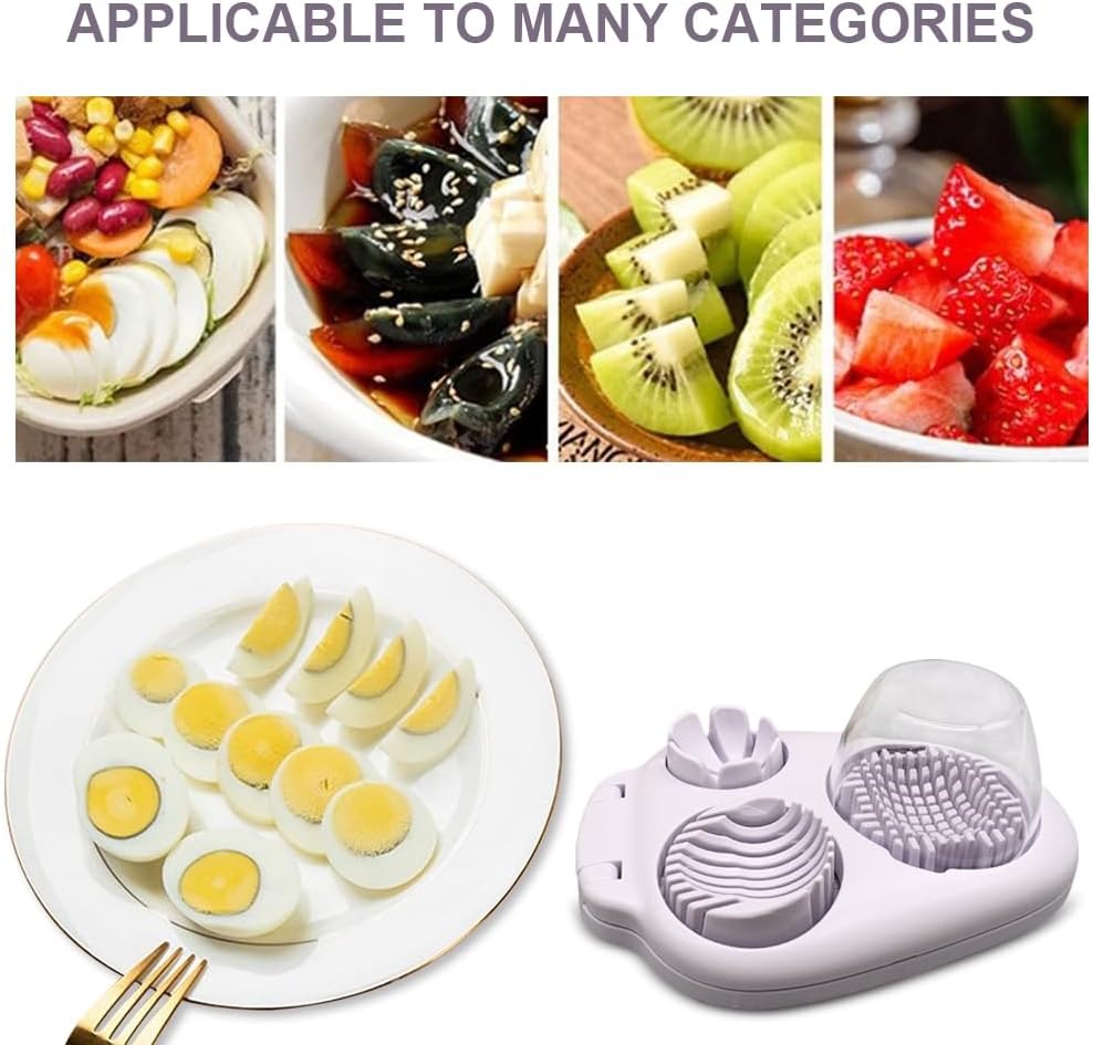 1 Pcs Heavy Duty Egg Slicer with 3 Cutting Modes, Stainless Steel Egg Cutter for Hard Boiled Eggs, Strawberry, Grape, Mushroom, Kitchen Dicer Tool, Send Goods From Local Warehouse
