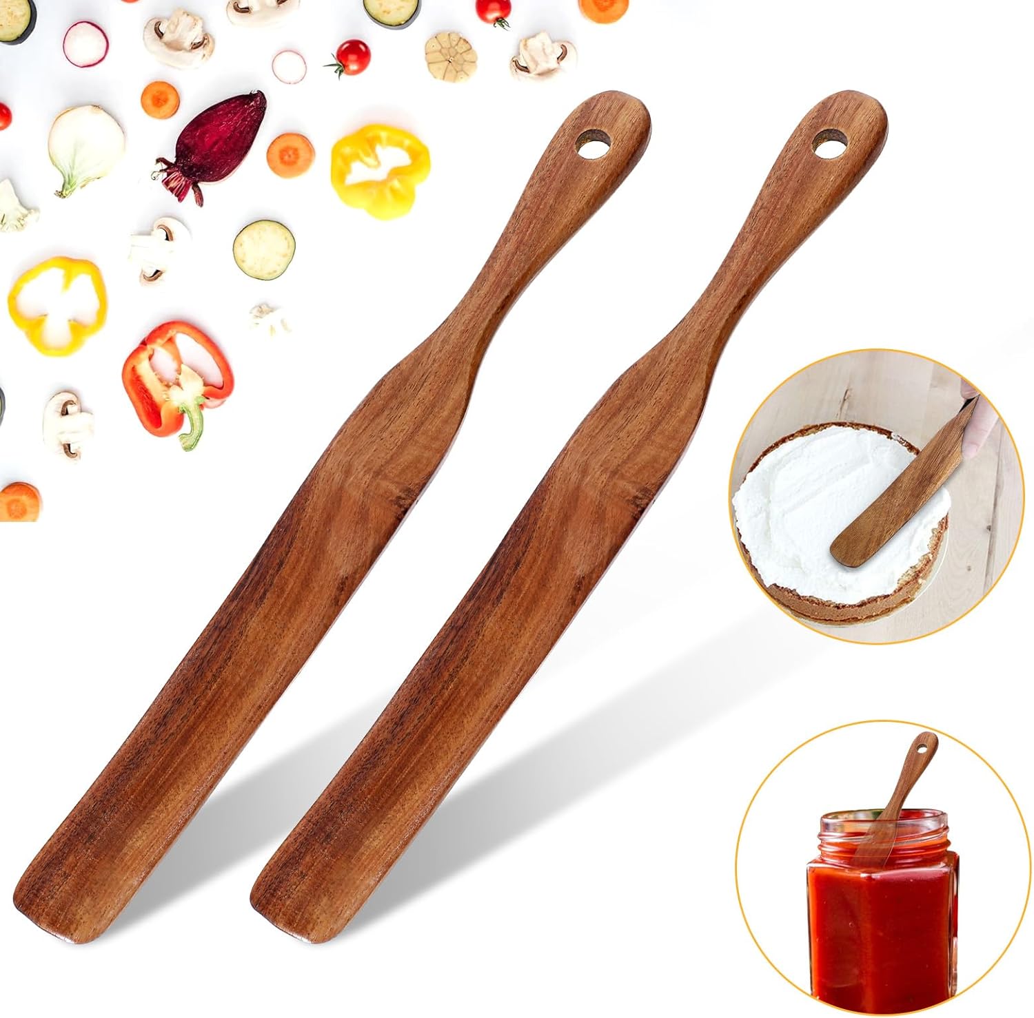 11Inch Skinny Wooden Spurtle Spatula Sourdough Mixer Bread Stirring Spatula Wood Utensil Tool Flat Stirring Stick Bread Spatulas for Dough Cooking Spreading Baking Whisking Mixing Jar Scraping