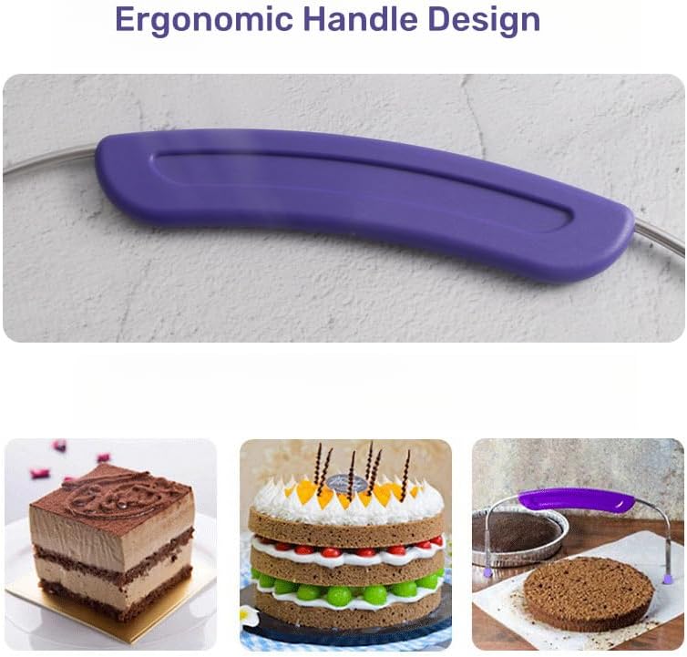 12 Inch Cake Scraper Smoother, Stainless Steel Cake Bench Scraper Decorating Tools for Icing Frosting Cream Edge - Adjustable Kitchen Spatula for Mousse, Cheese, Cream Cake (Purple)