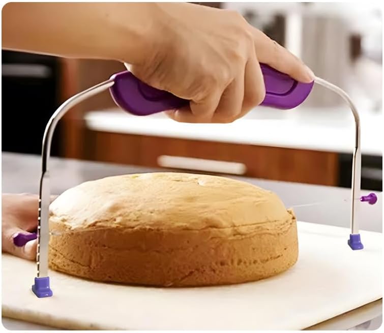 12 Inch Cake Scraper Smoother, Stainless Steel Cake Bench Scraper Decorating Tools for Icing Frosting Cream Edge - Adjustable Kitchen Spatula for Mousse, Cheese, Cream Cake (Purple)