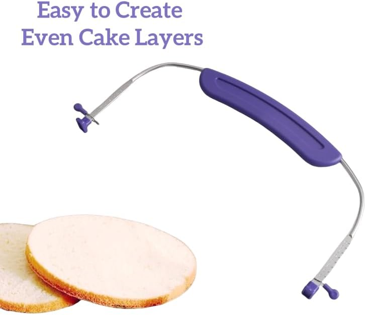 12 Inch Cake Scraper Smoother, Stainless Steel Cake Bench Scraper Decorating Tools for Icing Frosting Cream Edge - Adjustable Kitchen Spatula for Mousse, Cheese, Cream Cake (Purple)