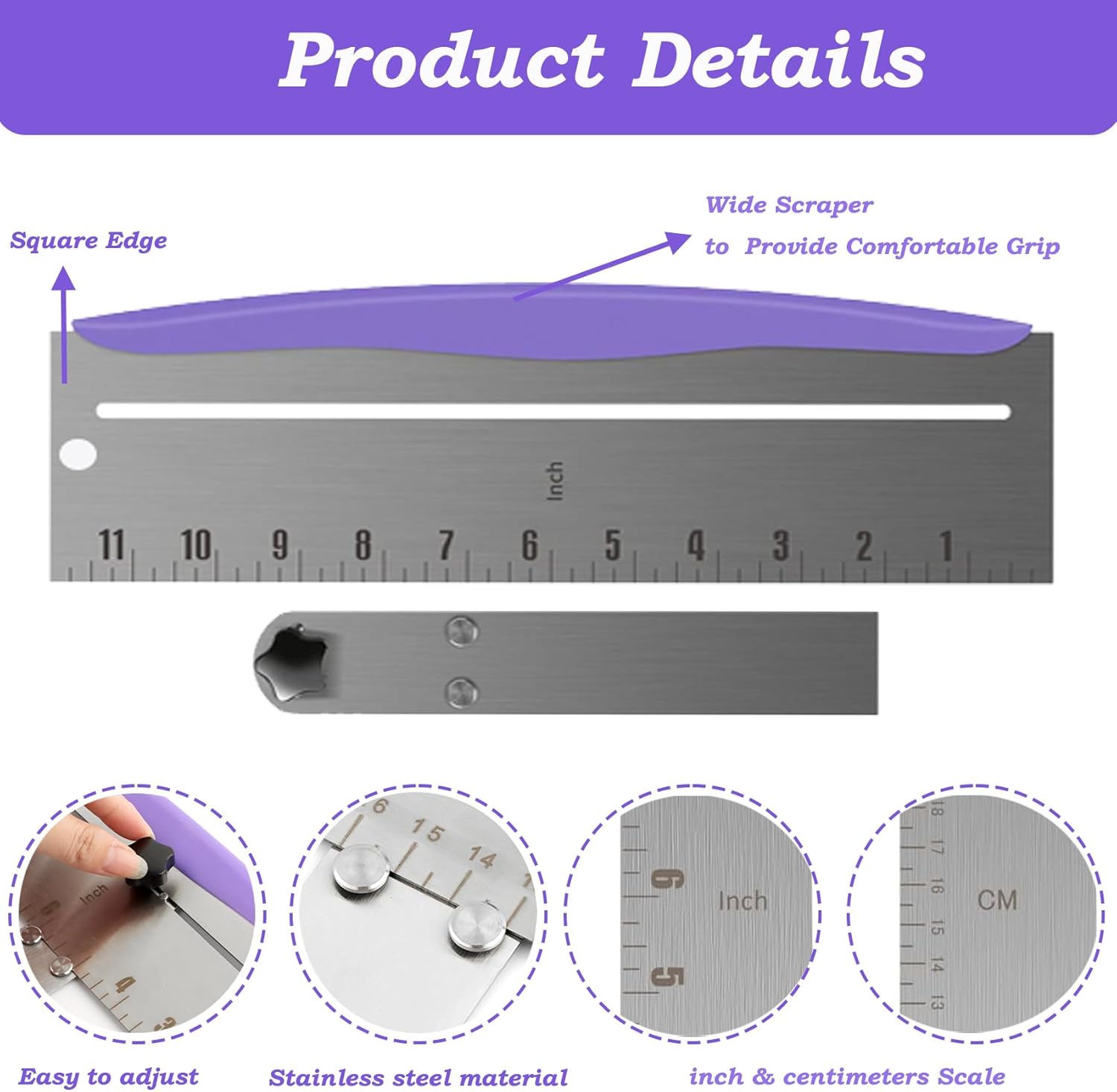 12 Inch Stainless Steel Cake Scraper,Cake Scraper Smoother,Adjustable Kitchen Frosting Spatula Cake Leveler Tool,Cake Bench Scraper for Mousse,Cheese,Cream Cake Decorating Tools
