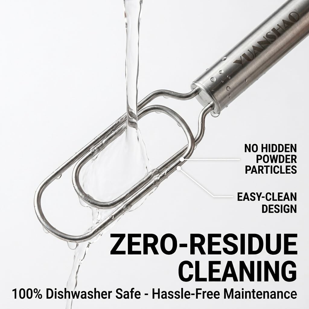 12" Sourdough Starter Stirrer -Narrow Stainless Steel Jar-Friendly Whisk - Heavy-Duty Danish Dough Mixer fits Weck, Mason & Tall Jars - Long Handle Stirring Tool for Thick Starters, Dishwasher Safe