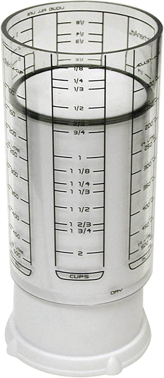 1 Cup Adjust-A-Cup, Plastic, White | Plunger Measuring Cup | Measures Between 1/8 Cup to 1 Cup | Includes Conversions | Kitchen Gadget | Measures Solids & Liquids