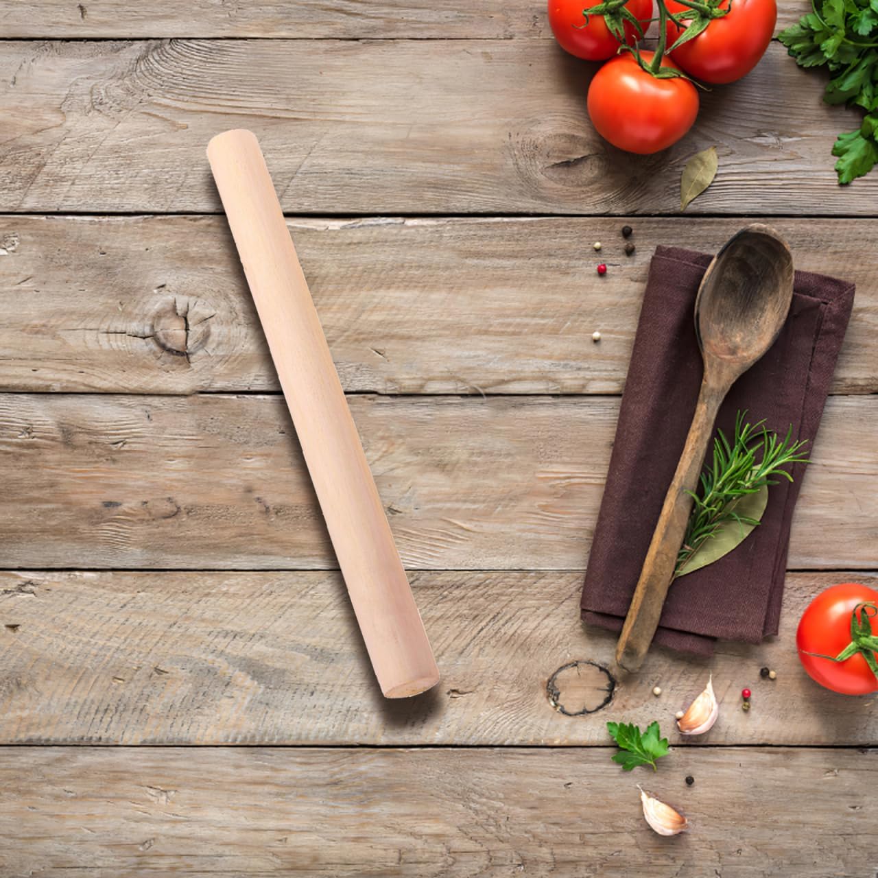 10pcs Rolling Pin Wooden Dough Roller 10.61 In | Smooth non-stick surface, for dumplings, pastry, pizza