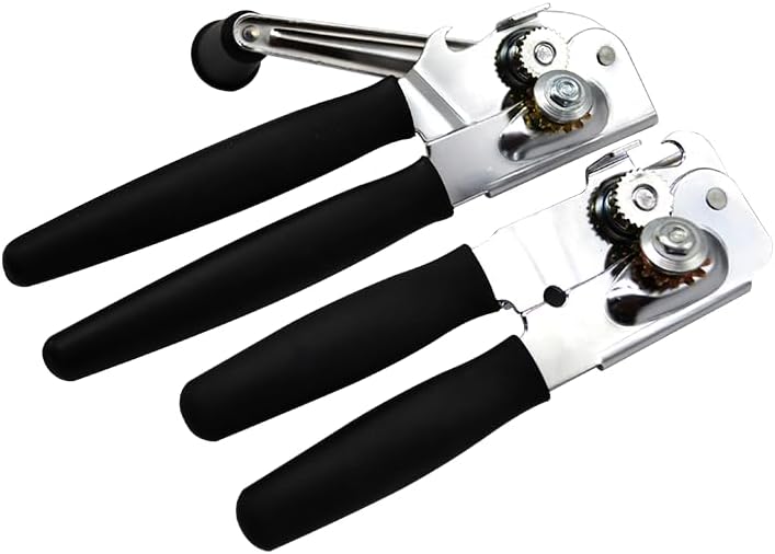 1 Pack Commercial Grade Heavy Duty Manual Can Opener with Easy Crank Folding Handle, Super Thick 20GA 2.0mm Steel with Chrome Plate Finish, Fit All Size Large Cans