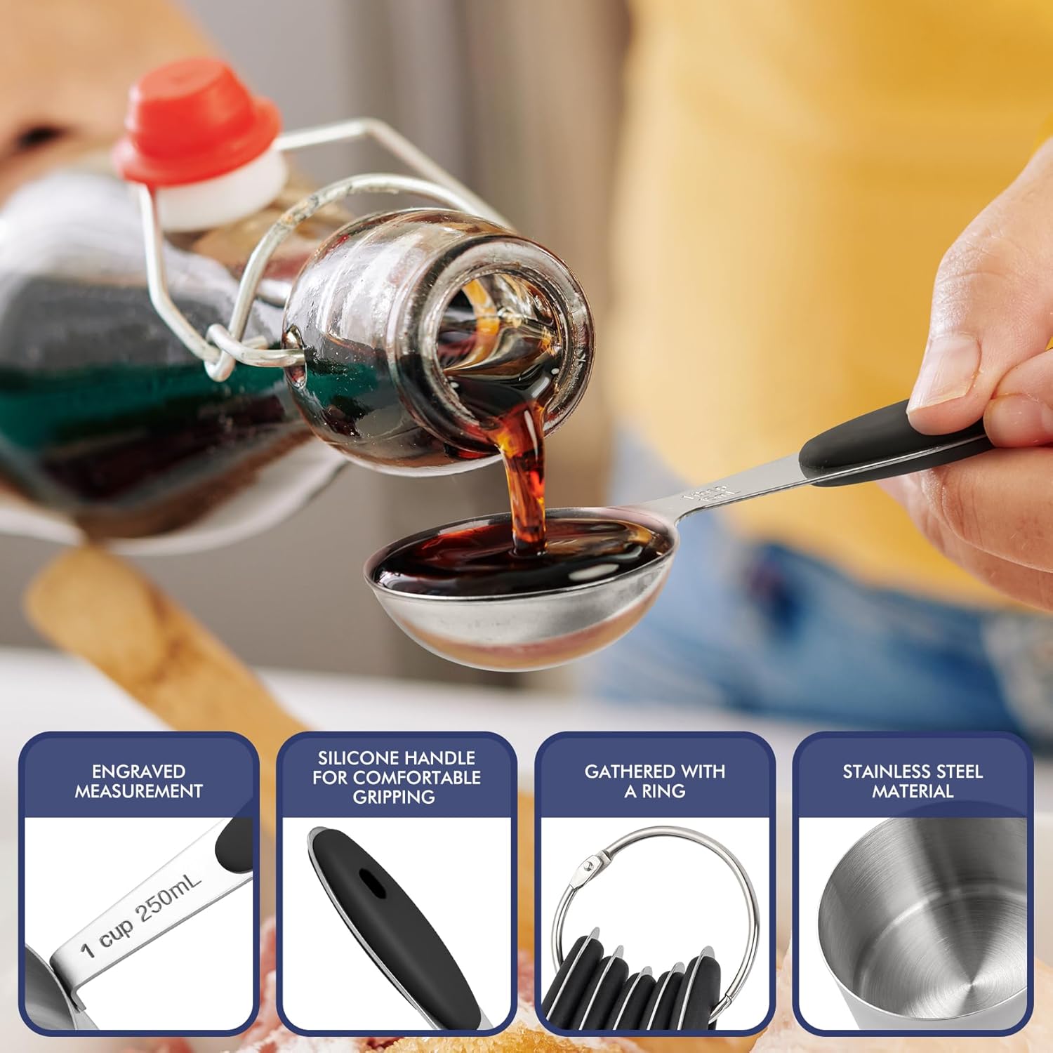 10-Pack Measuring Cups &Spoons Set, Kitchen Gadagets Cooking Baking, Measuring Spoons, Heavy Duty & Dishwasher Safe for Dry and Liquid Ingredients, Multicolor