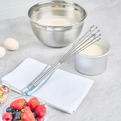 10.5 in Stainless Steel Ball Whisk - German Standard Egg Beater with Ergonomic Handle, Dishwasher Safe - Manual Mixer Cooking Whisk for Baking, Stirring, Sauces, Beating