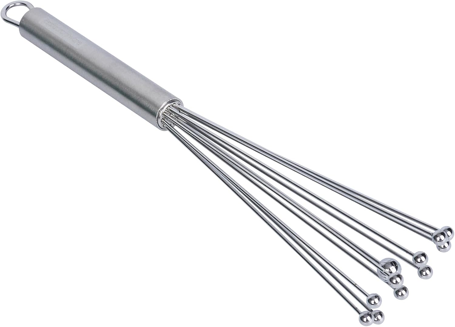 10.5 in Stainless Steel Ball Whisk - German Standard Egg Beater with Ergonomic Handle, Dishwasher Safe - Manual Mixer Cooking Whisk for Baking, Stirring, Sauces, Beating