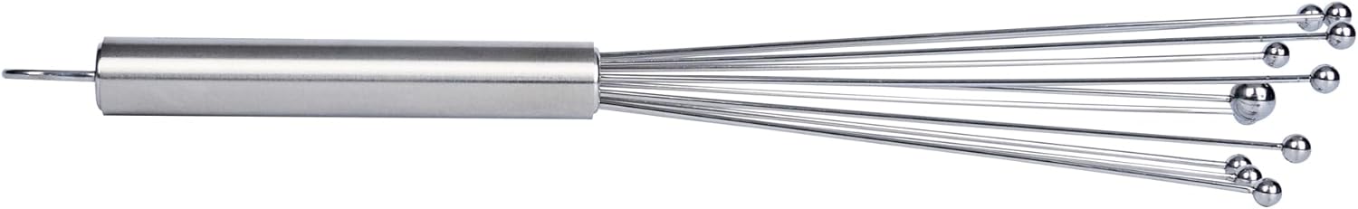 10.5 in Stainless Steel Ball Whisk - German Standard Egg Beater with Ergonomic Handle, Dishwasher Safe - Manual Mixer Cooking Whisk for Baking, Stirring, Sauces, Beating