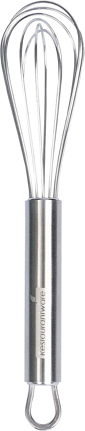 10.5 in Stainless Steel Ball Whisk - German Standard Egg Beater with Ergonomic Handle, Dishwasher Safe - Manual Mixer Cooking Whisk for Baking, Stirring, Sauces, Beating