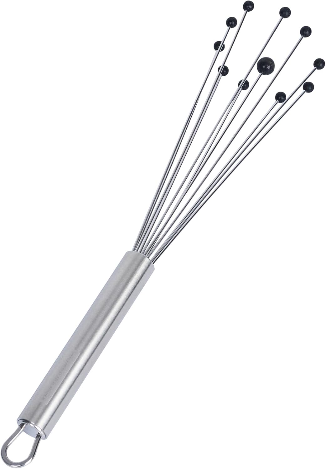 10.5 in Stainless Steel Ball Whisk - German Standard Egg Beater with Ergonomic Handle, Dishwasher Safe - Manual Mixer Cooking Whisk for Baking, Stirring, Sauces, Beating