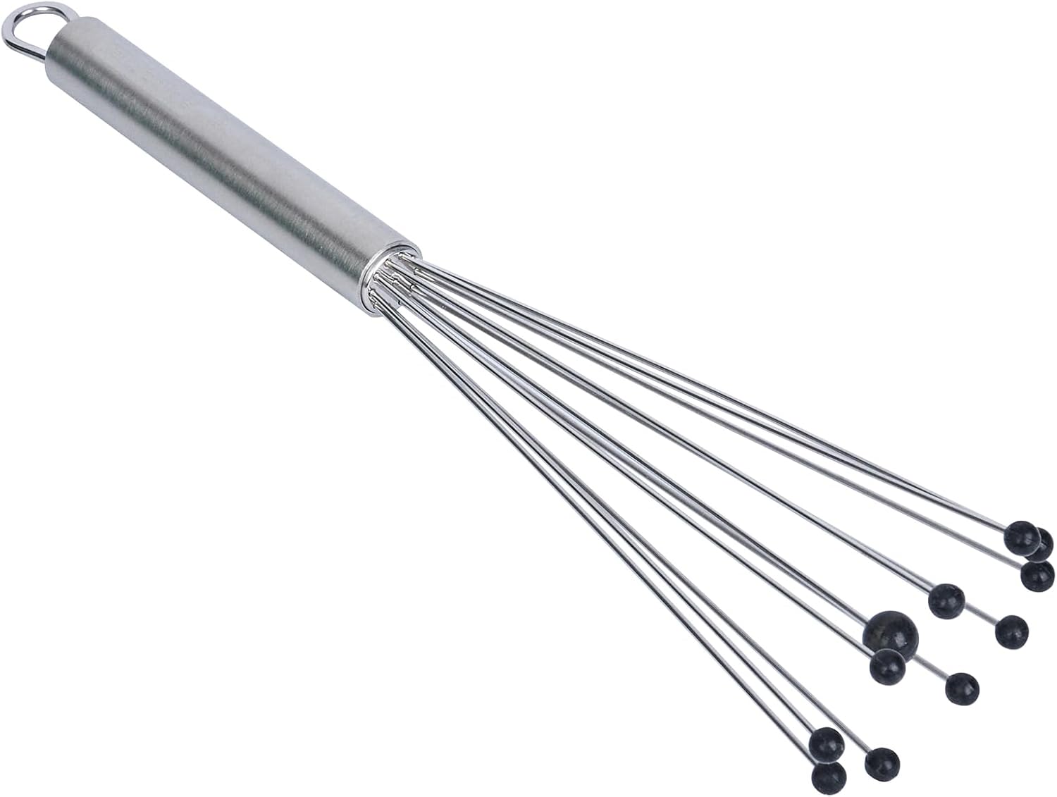 10.5 in Stainless Steel Ball Whisk - German Standard Egg Beater with Ergonomic Handle, Dishwasher Safe - Manual Mixer Cooking Whisk for Baking, Stirring, Sauces, Beating