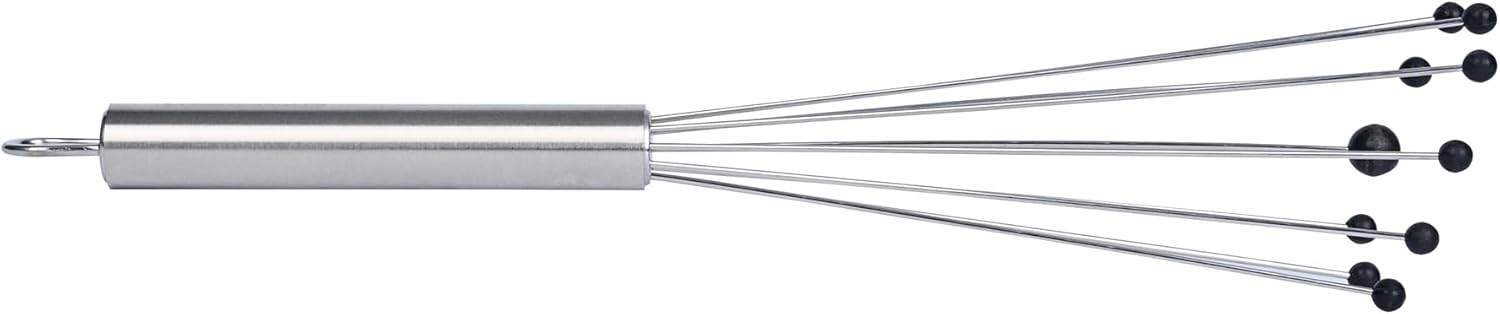 10.5 in Stainless Steel Ball Whisk - German Standard Egg Beater with Ergonomic Handle, Dishwasher Safe - Manual Mixer Cooking Whisk for Baking, Stirring, Sauces, Beating