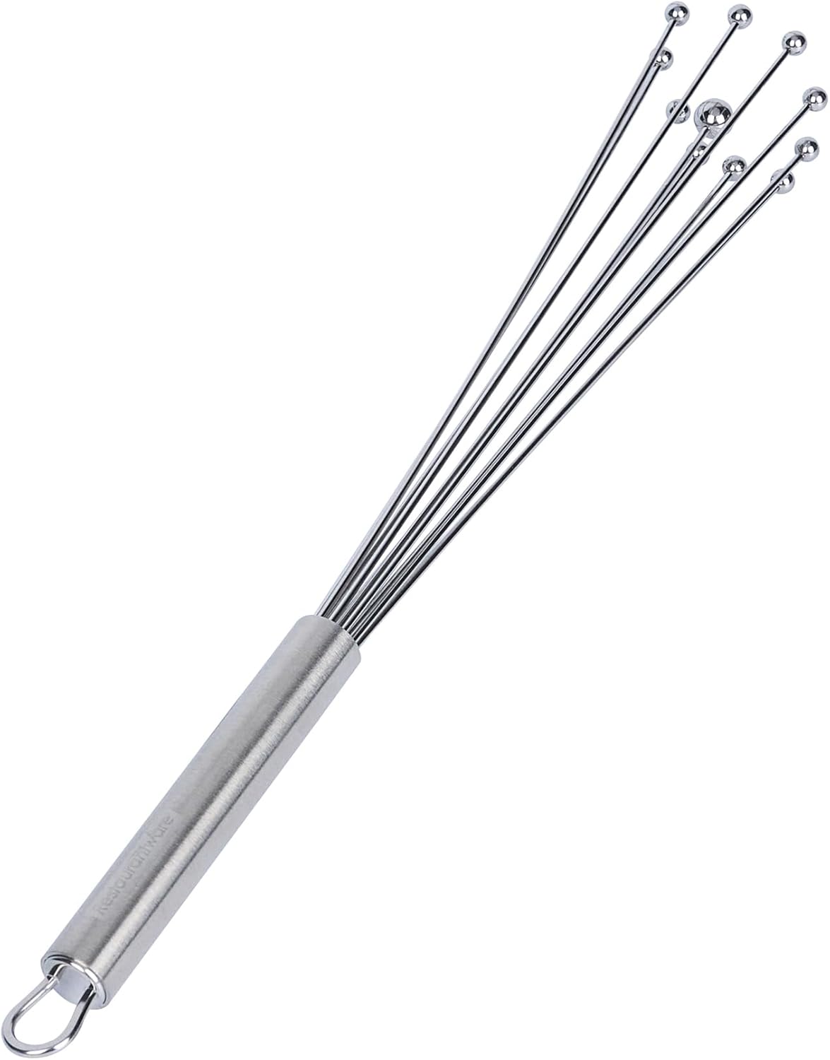 10.5 in Stainless Steel Ball Whisk - German Standard Egg Beater with Ergonomic Handle, Dishwasher Safe - Manual Mixer Cooking Whisk for Baking, Stirring, Sauces, Beating