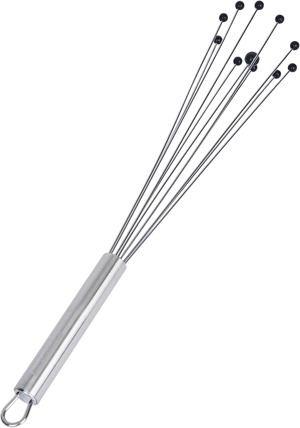 10.5 in Stainless Steel Ball Whisk - German Standard Egg Beater with Ergonomic Handle, Dishwasher Safe - Manual Mixer Cooking Whisk for Baking, Stirring, Sauces, Beating