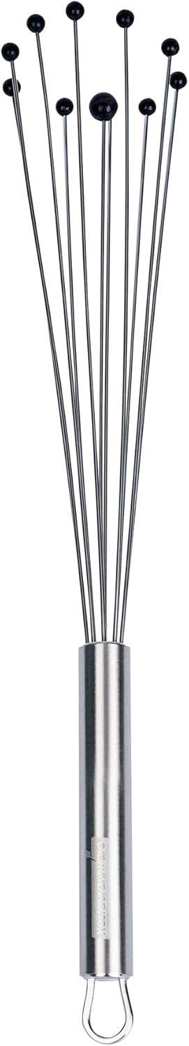 10.5 in Stainless Steel Ball Whisk - German Standard Egg Beater with Ergonomic Handle, Dishwasher Safe - Manual Mixer Cooking Whisk for Baking, Stirring, Sauces, Beating