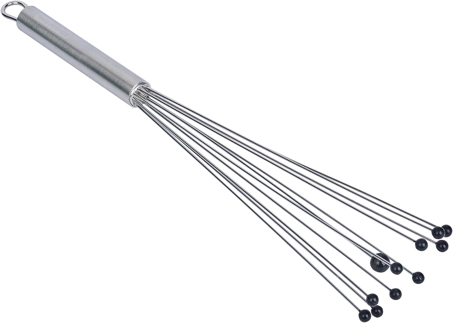 10.5 in Stainless Steel Ball Whisk - German Standard Egg Beater with Ergonomic Handle, Dishwasher Safe - Manual Mixer Cooking Whisk for Baking, Stirring, Sauces, Beating