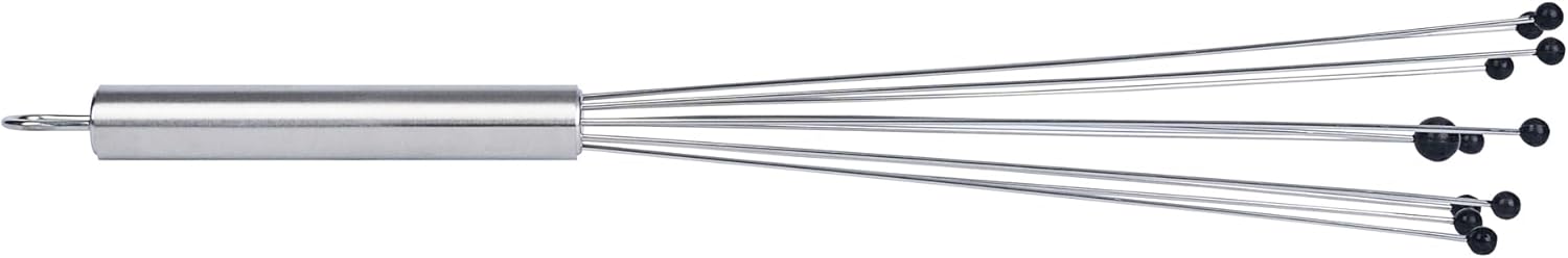 10.5 in Stainless Steel Ball Whisk - German Standard Egg Beater with Ergonomic Handle, Dishwasher Safe - Manual Mixer Cooking Whisk for Baking, Stirring, Sauces, Beating