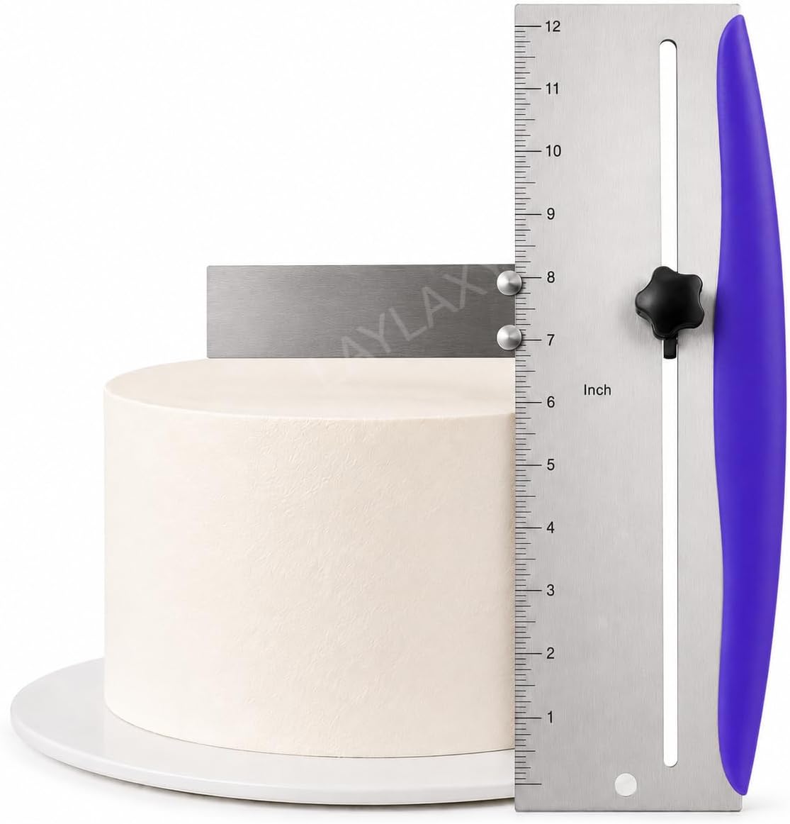 12 Inch Stainless Steel Cake Scraper, Leveler and Smoother, Icing Spatula, Perfect Tool for Icing, Frosting, Cream Edge. Adjustable Kitchen Spatula for Mousse, Cheese & Cream Cake