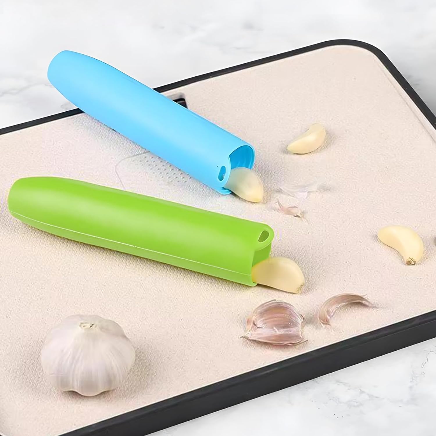 10er Pack Garlic Peelers Tube Rollers Peel Remover,Garlic Peeler Silicone Garlic Peel Remover Roller, Garlic Roller Peeling Tube Tool for Useful Kitchen Tools (Green)