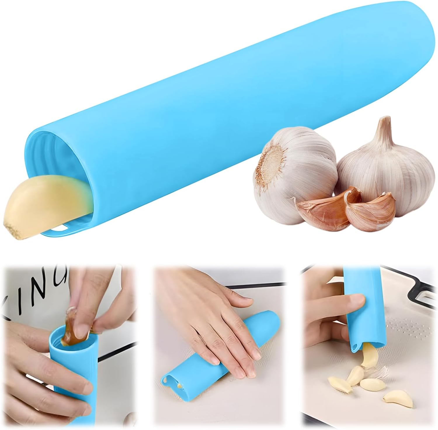 10er Pack Garlic Peelers Tube Rollers Peel Remover,Garlic Peeler Silicone Garlic Peel Remover Roller, Garlic Roller Peeling Tube Tool for Useful Kitchen Tools (Green)