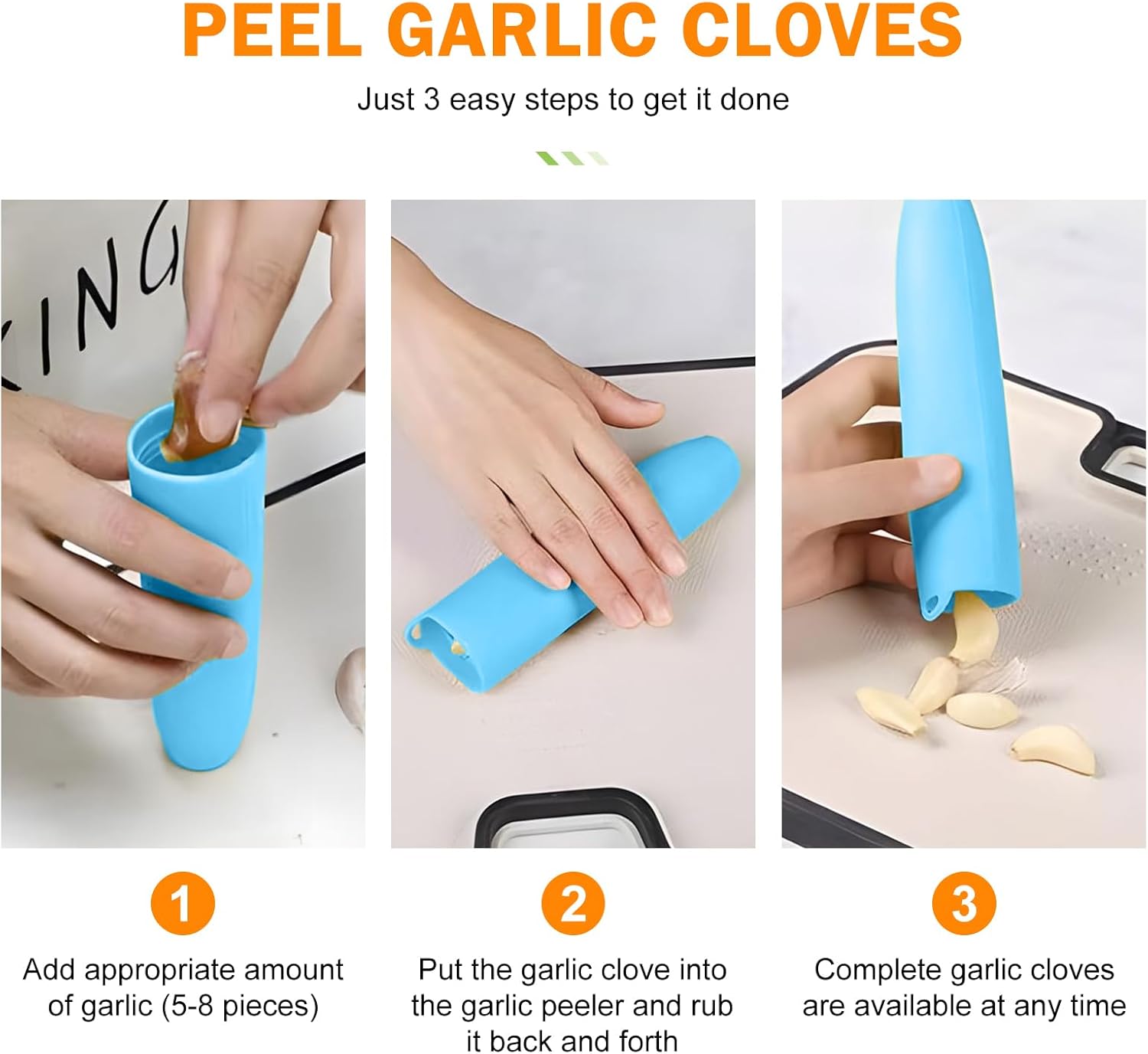 10er Pack Garlic Peelers Tube Rollers Peel Remover,Garlic Peeler Silicone Garlic Peel Remover Roller, Garlic Roller Peeling Tube Tool for Useful Kitchen Tools (Green)