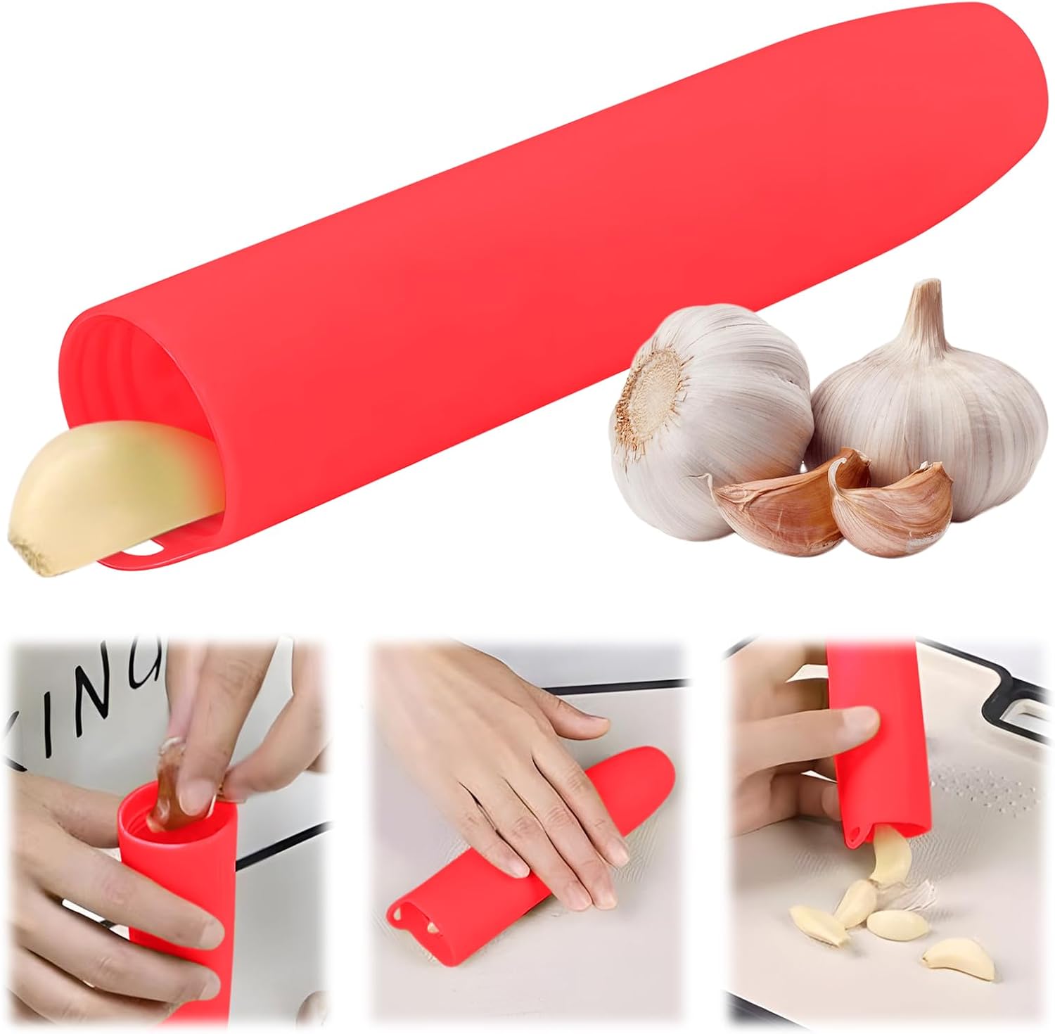 10er Pack Garlic Peelers Tube Rollers Peel Remover,Garlic Peeler Silicone Garlic Peel Remover Roller, Garlic Roller Peeling Tube Tool for Useful Kitchen Tools (Green)