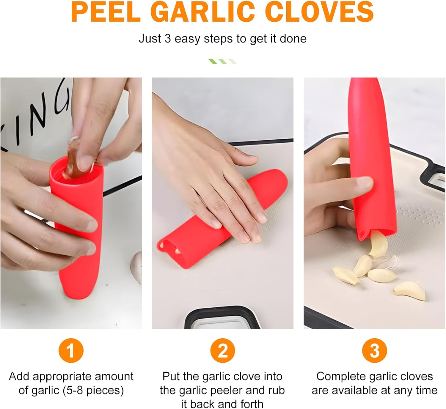 10er Pack Garlic Peelers Tube Rollers Peel Remover,Garlic Peeler Silicone Garlic Peel Remover Roller, Garlic Roller Peeling Tube Tool for Useful Kitchen Tools (Green)