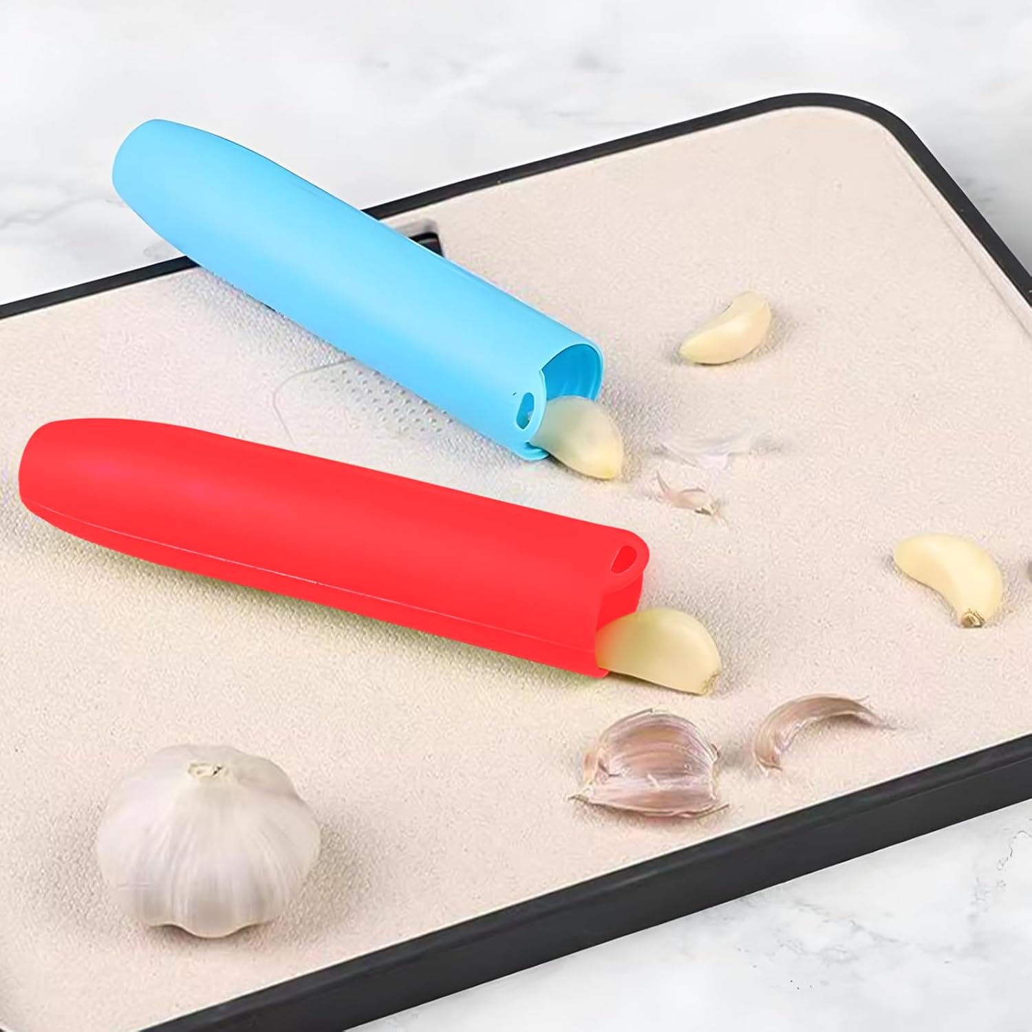 10er Pack Garlic Peelers Tube Rollers Peel Remover,Garlic Peeler Silicone Garlic Peel Remover Roller, Garlic Roller Peeling Tube Tool for Useful Kitchen Tools (Green)
