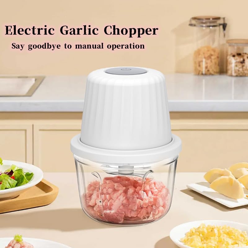 1.5 CUP Garlic Chopper,Electric Mini Food Processor,Portable Veggie Chopper | 350 ML Garlic Grinder Masher Onion Chopper, Blender to Vegetable, Kitchen Utensils for Ginger, Chili, Fruit, Meat, Spices