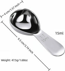 1 Tbsp(15ml) Coffee Scoop,Stainless Steel Measuring Spoons for Coffee,Protein Powder,Sugar,Easy Read Laser Engraved Mark,Short Handle Fits in Container,Rust-Resistant,Drop-Resistant (1T 15ml)
