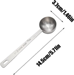 1 Pcs Silver Stainless Steel Coffee Scoop, Long Handle Measuring Scooper, 5.7in Spoon for Ground Bean/Powder/Espresso/Coffee Making/Home Baristas