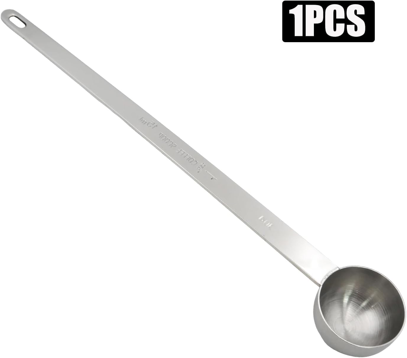 1 Pcs Silver Stainless Steel Coffee Scoop, Long Handle Measuring Scooper, 5.7in Spoon for Ground Bean/Powder/Espresso/Coffee Making/Home Baristas