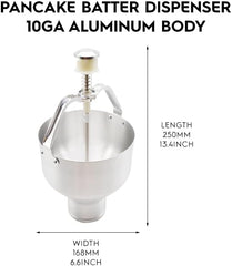 1 Pack Pancake Batter Dispenser with Stand, 88 Ounce Heavy Gauge 10GA Aluminum Body, Precise Portion Control Dial Setting for Pancakes Cupcakes Crepes Donuts Biscuits Muffins